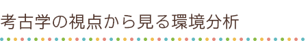 考古学の視点から見る環境分析